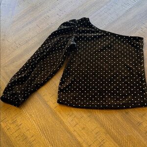One-Shoulder Black Velvet Top with Silver Studs